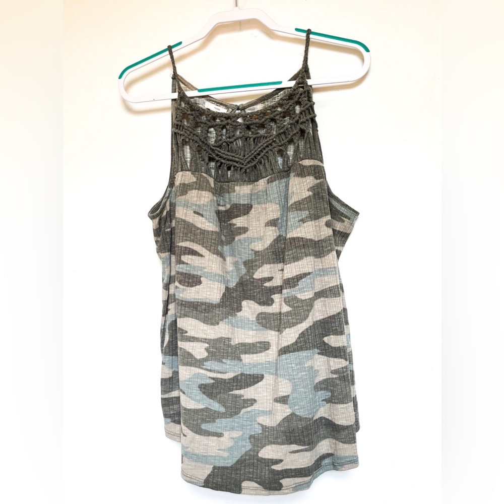 Maurice’s Crochet Detail Camo Halter Neck Top